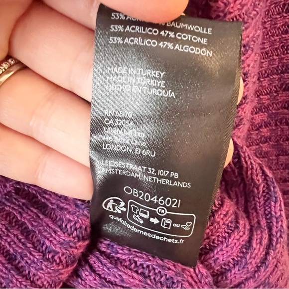 Urban Outfitters Purple Marled Ribbed Sweater Flared Sleeves Size Medium NEW - Picture 6 of 9